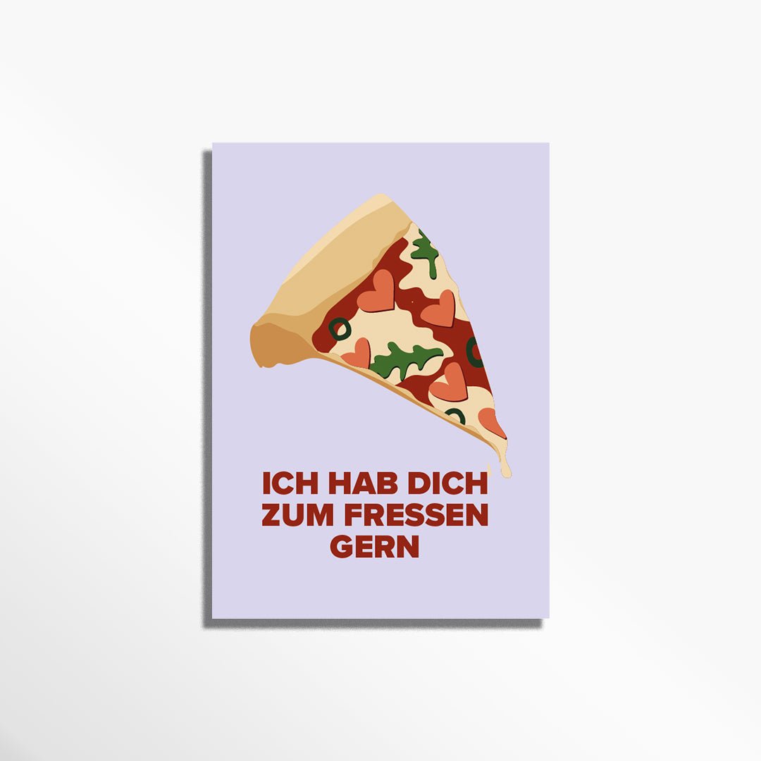 Grußkarte Pizza ich hab dich zum fressen gern für Lieblingsmenschen