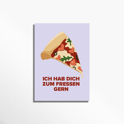Grußkarte Pizza ich hab dich zum fressen gern für Lieblingsmenschen